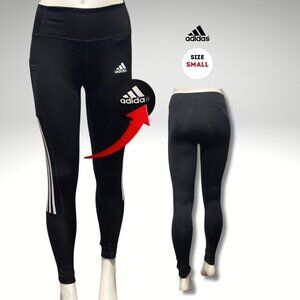 adidas Black Leggings | Size Small | Side Pocket + Stripe Detail | Full Length
